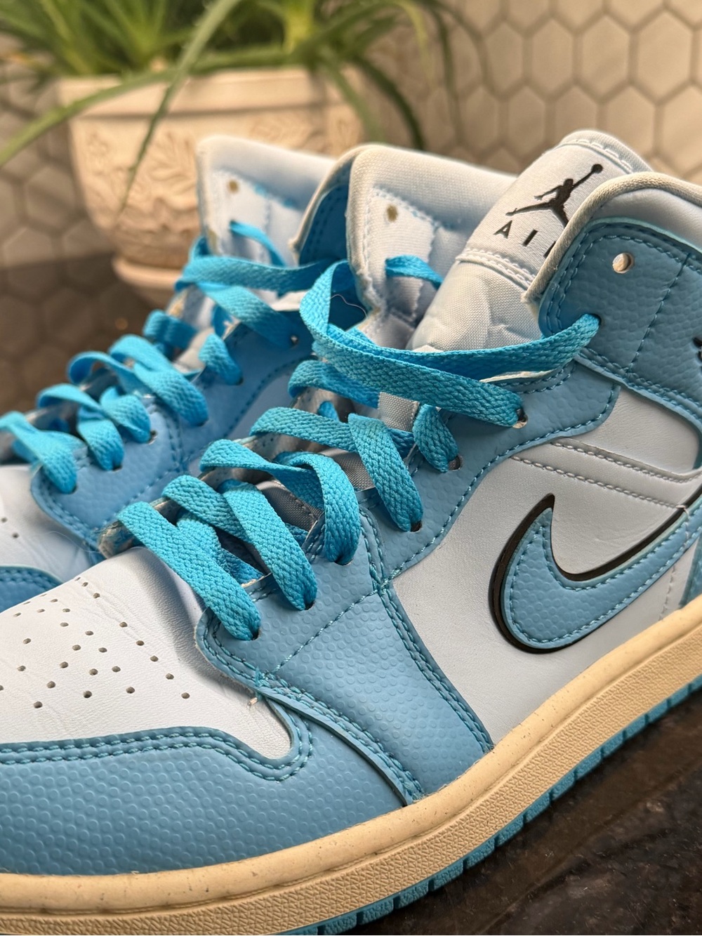 Jordan Kids' Mid-Top Sneakers in Light Blue and White